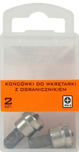 Krótkie EPM E-400-0379 KOŃCÓWKI DO WKRĘTARKI 25MM Z OGRANICZNIKIEM 2SZT. PH2 2,5mm
