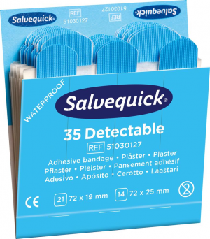 Bez kategorii Opakowanie uzupełniające Salvequick bandaże na palce 6×35 wykrywalne (opakowanie