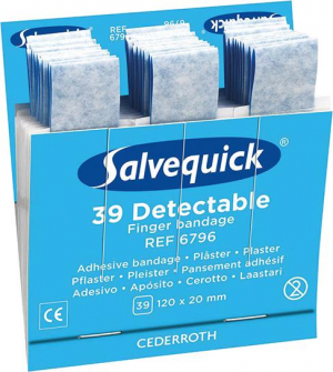Bez kategorii Opakowanie uzupełniające Salvequick bandaże na palce  6×39 wykrywalne (6 szt.) (opakowanie