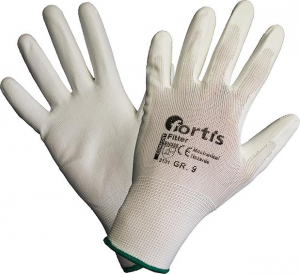 Ochrona rąk Rękawice, PU/Nylon, białe, rozmiar 7 FORTIS (12 par) białe