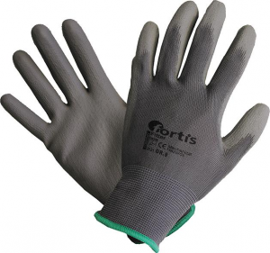 Ochrona rąk Rękawice, PU/Nylon, szare, rozmiar 10 FORTIS (12 par) fortis